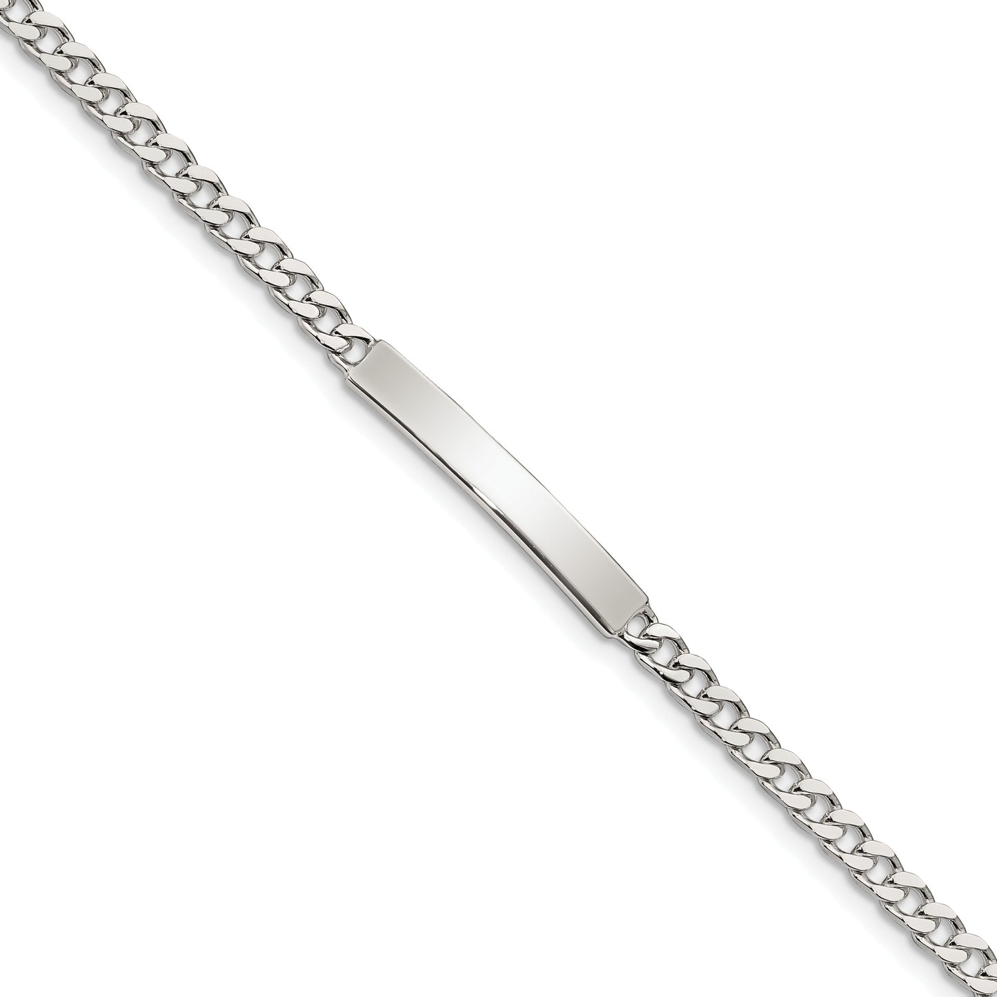 Sterling Silver Polished Engravable Curb Link 27x4mm Plate 7 inch ID Bracelet