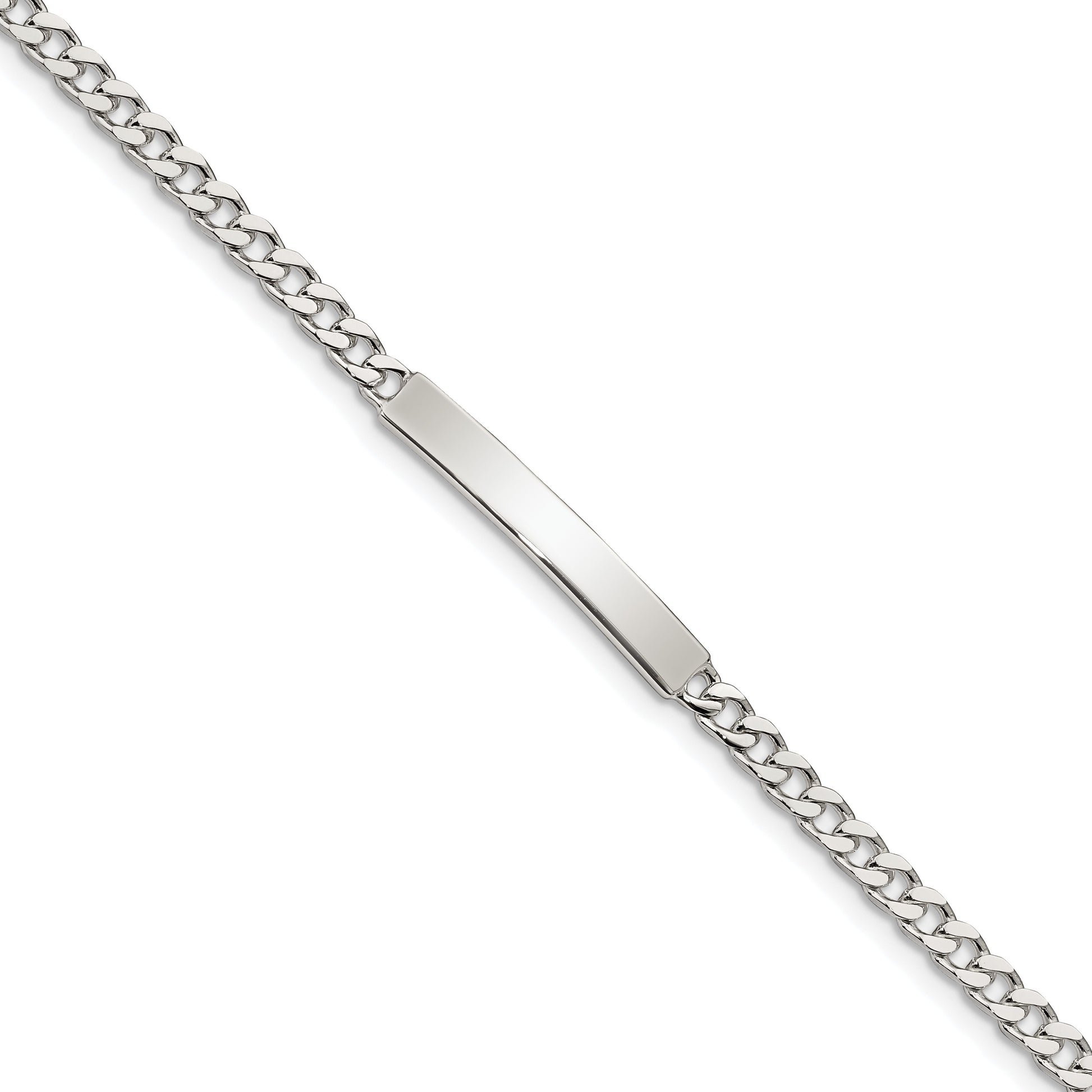 Sterling Silver Polished Engravable Curb Link 27x4mm Plate 7 inch ID Bracelet