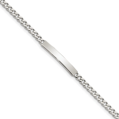 Sterling Silver Polished Engravable Curb Link 27x4mm Plate 7 inch ID Bracelet