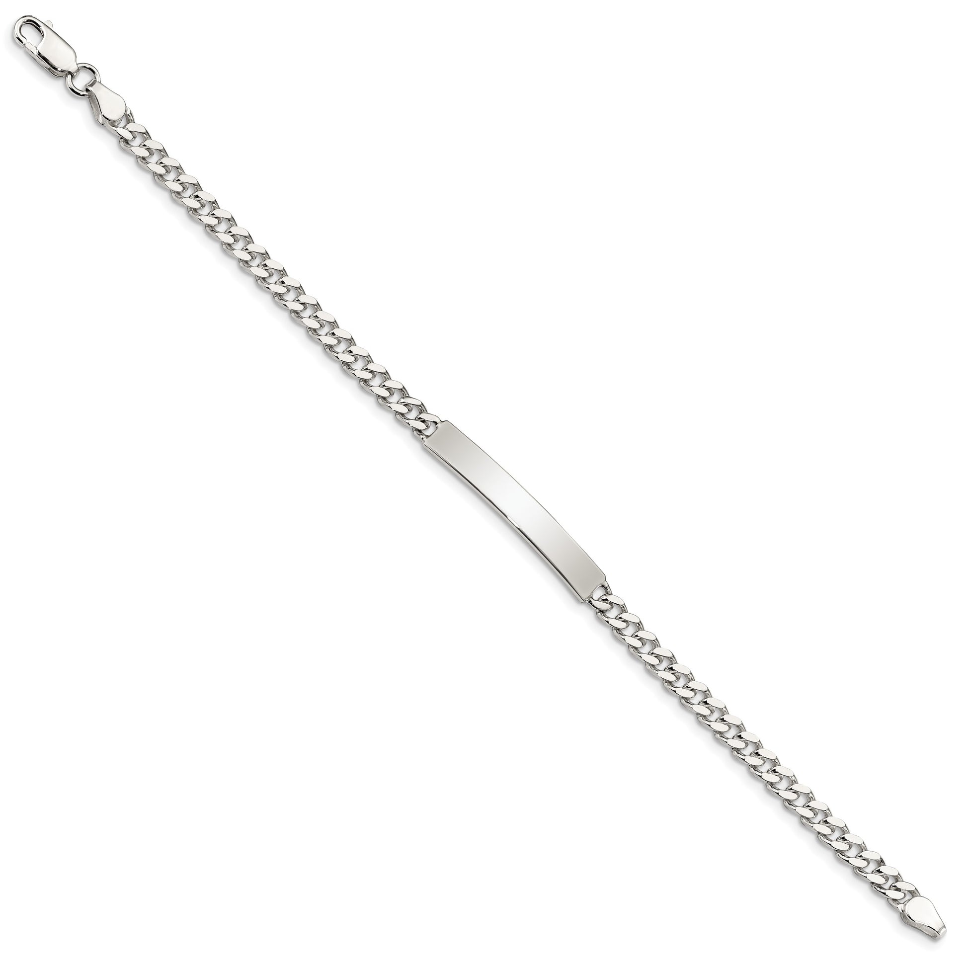 Sterling Silver 8inch Polished Engraveable Curb Link ID Bracelet