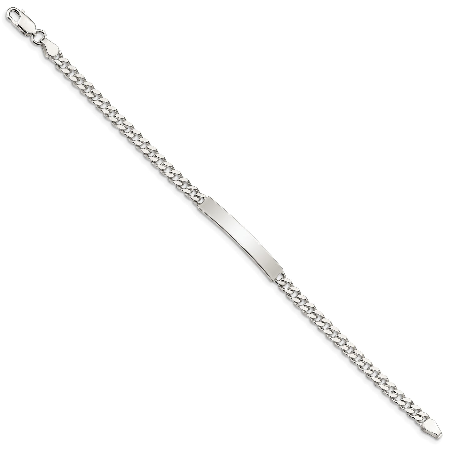 Sterling Silver Polished Engravable Curb Link 32x5mm Plate 7 inch ID Bracelet