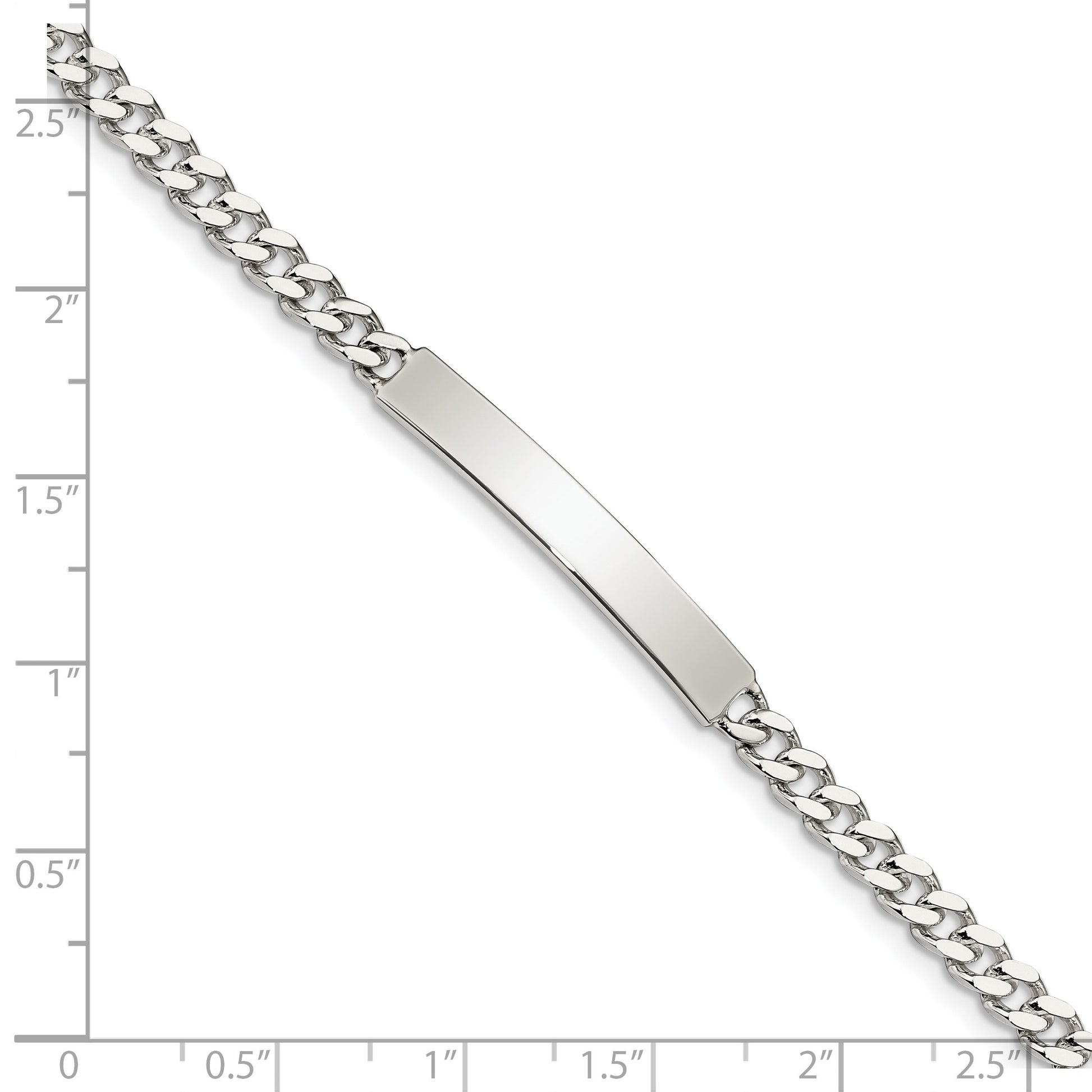Sterling Silver Polished Engravable Curb Link 32x5mm Plate 7 inch ID Bracelet