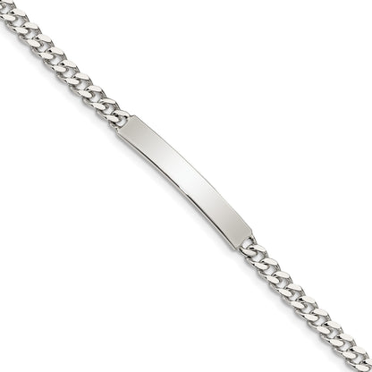 Sterling Silver 8inch Polished Engraveable Curb Link ID Bracelet