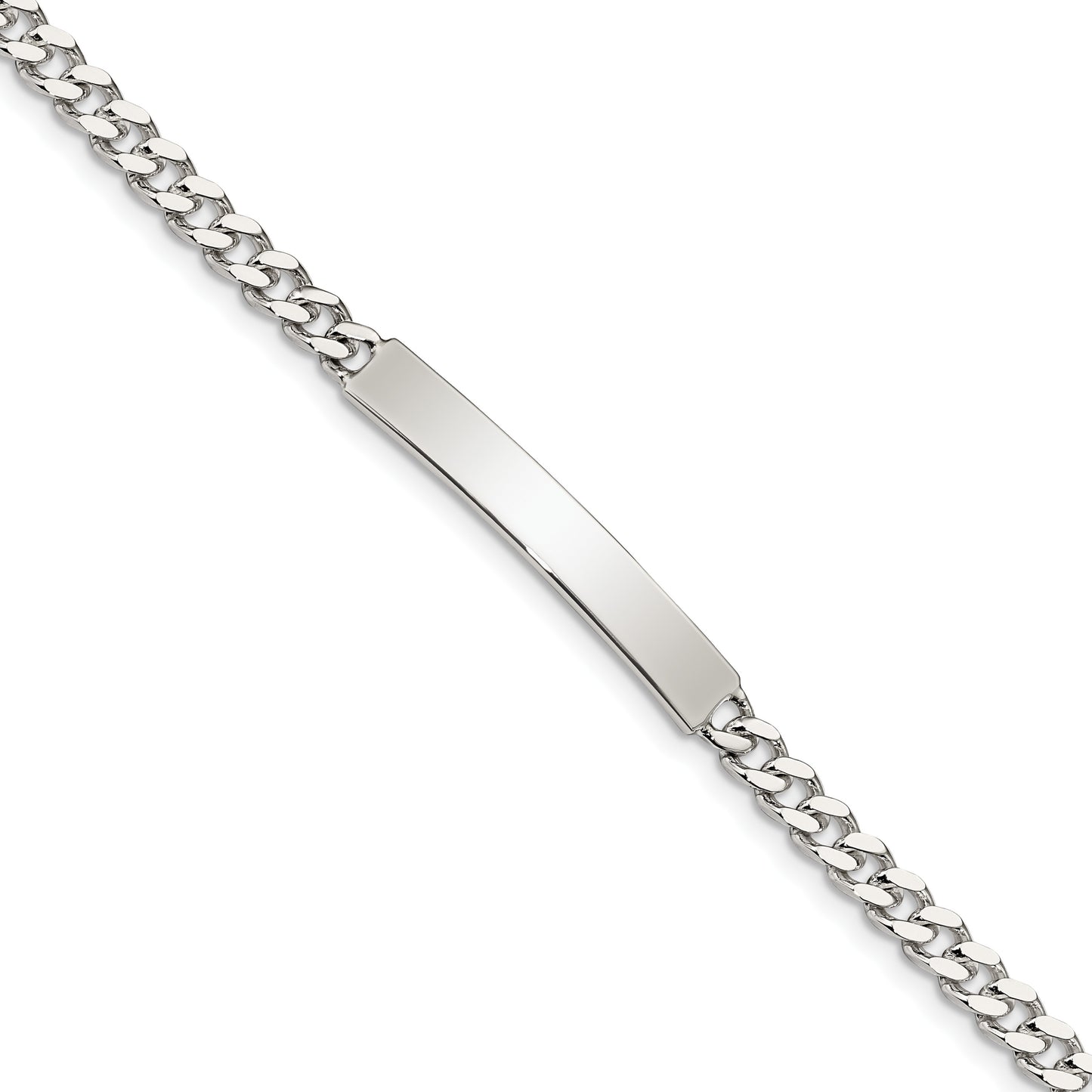 Sterling Silver Polished Engravable Curb Link 32x5mm Plate 7 inch ID Bracelet
