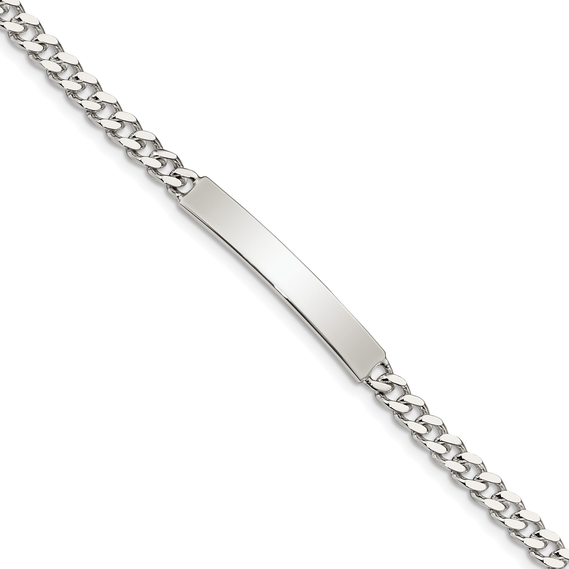 Sterling Silver Polished Engravable Curb Link 32x5mm Plate 7 inch ID Bracelet