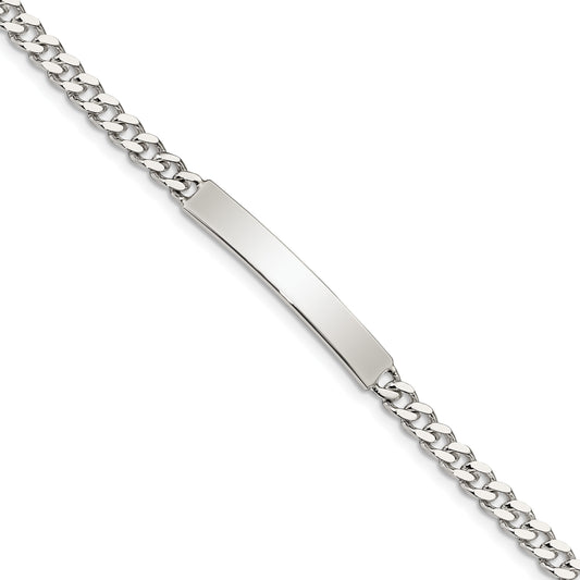 Sterling Silver Polished Engravable Curb Link 32x5mm Plate 7 inch ID Bracelet