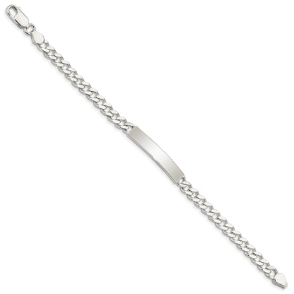 Sterling Silver Polished Engraveable Curb Link ID Bracelet