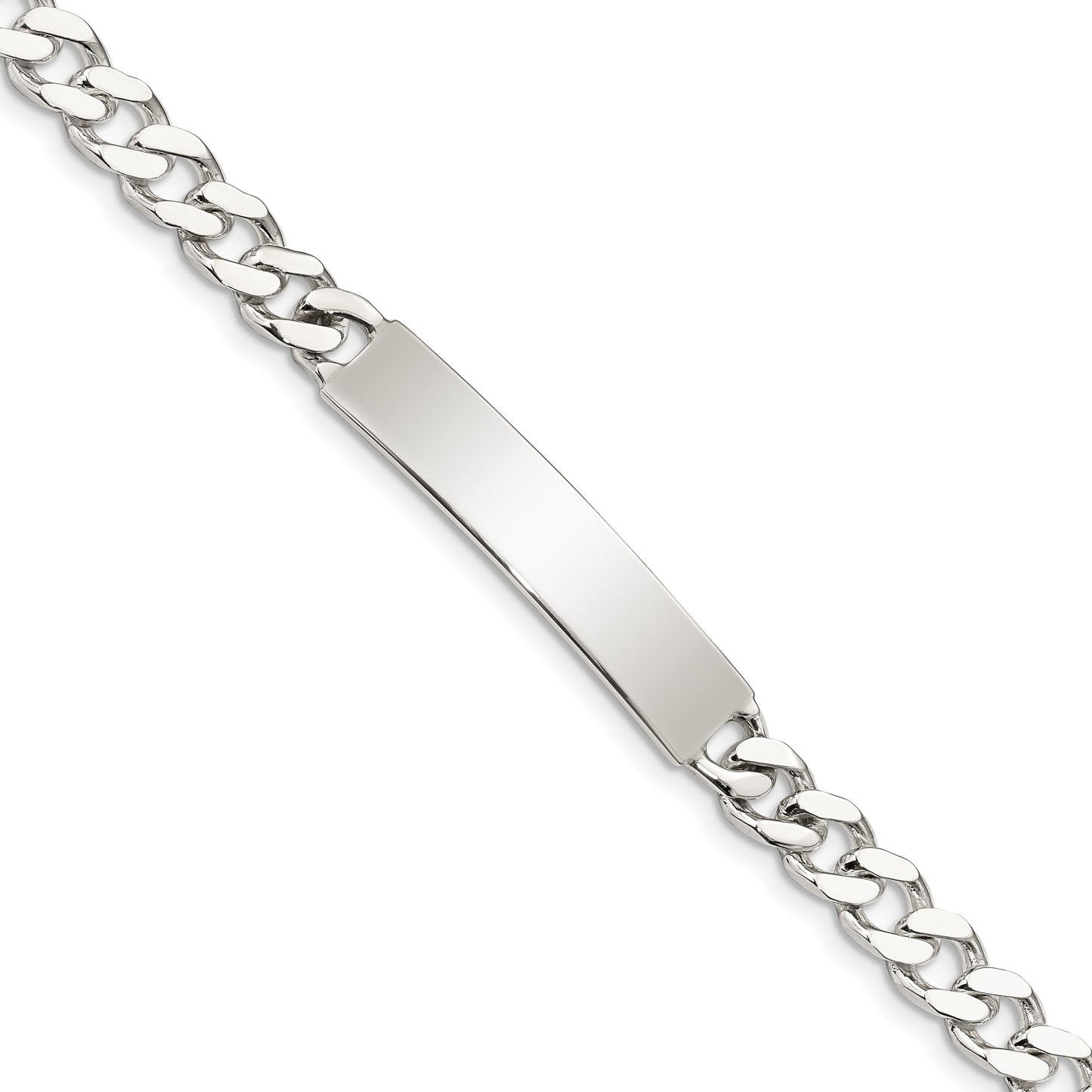 Sterling Silver 8inch Polished Engraveable Curb Link ID Bracelet