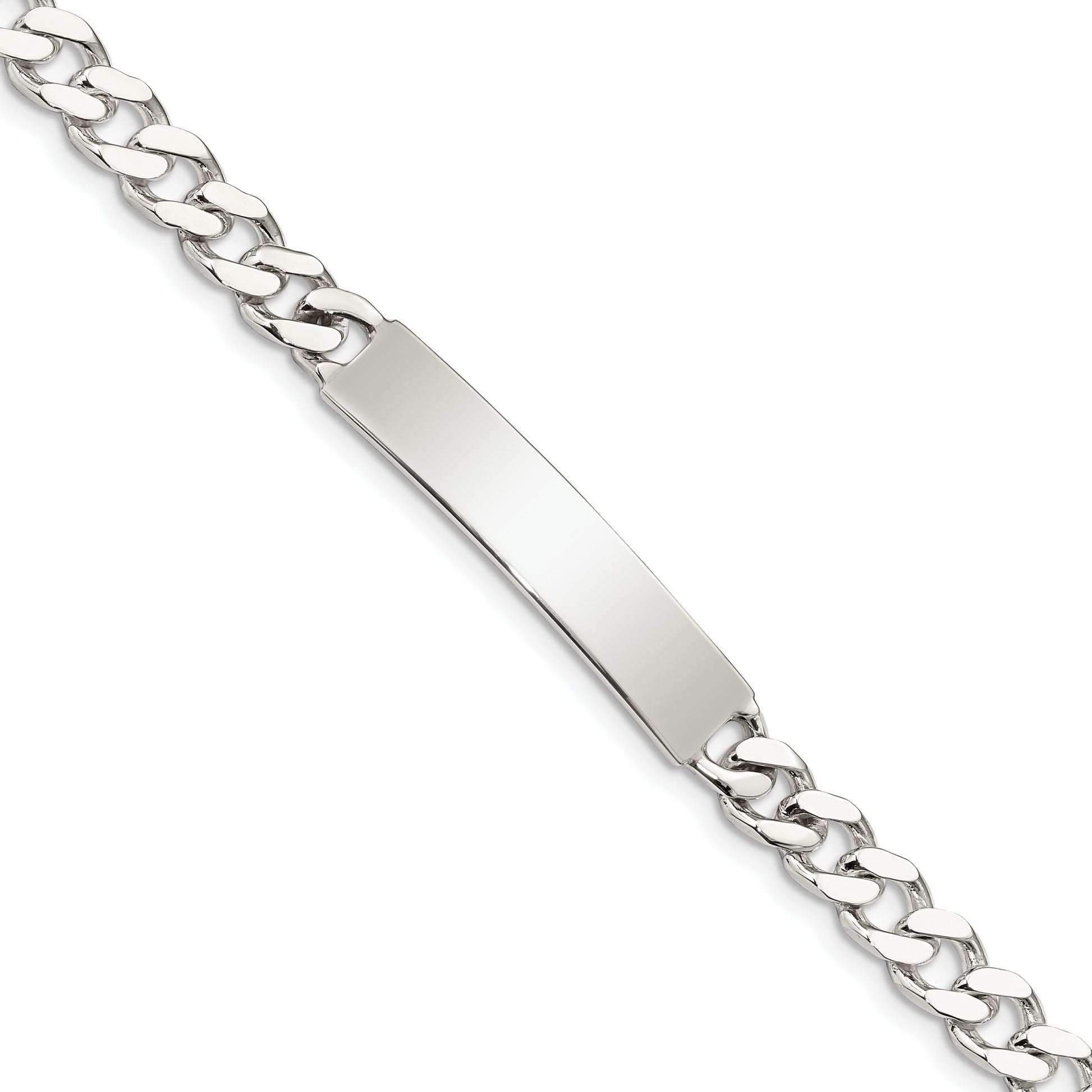 Sterling Silver 8inch Polished Engraveable Curb Link ID Bracelet
