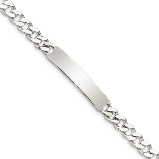 Sterling Silver 8inch Polished Engraveable Curb Link ID Bracelet