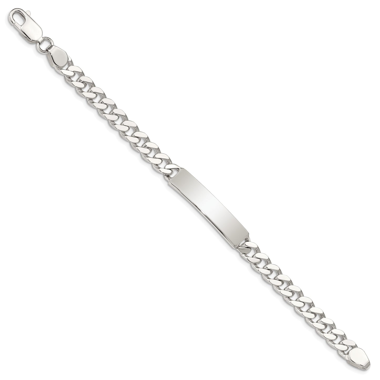 Sterling Silver 8inch Polished Engraveable Curb Link ID Bracelet