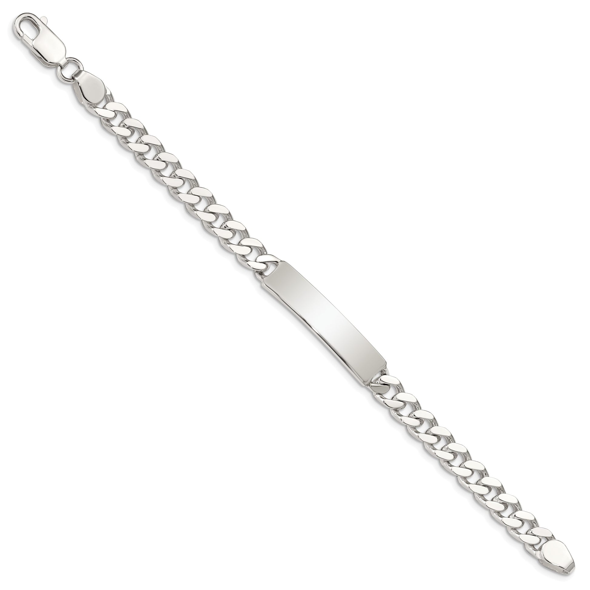 Sterling Silver 8inch Polished Engraveable Curb Link ID Bracelet