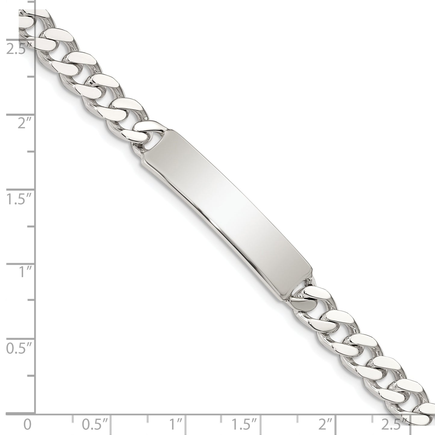 Sterling Silver 8inch Polished Engraveable Curb Link ID Bracelet