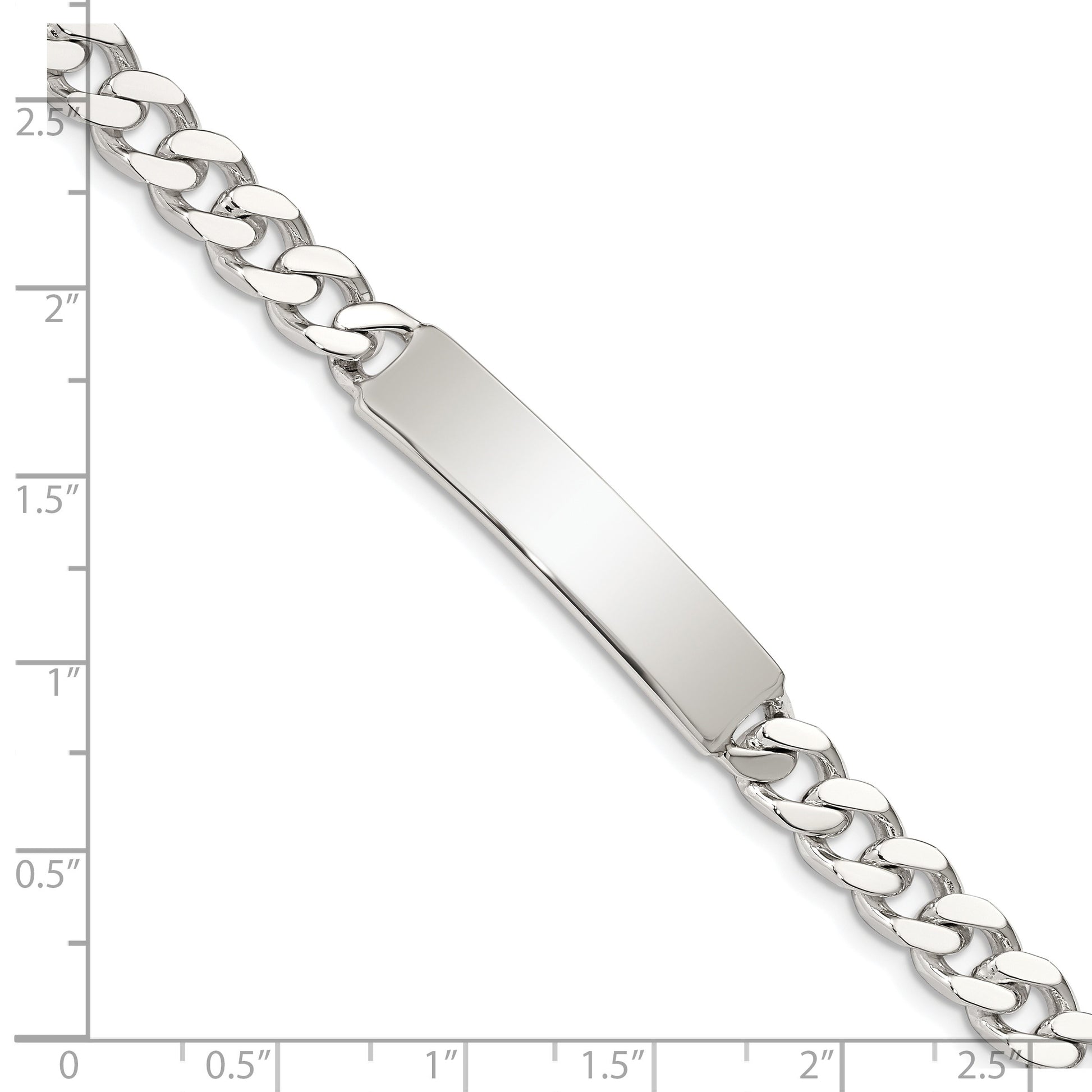 Sterling Silver 8inch Polished Engraveable Curb Link ID Bracelet