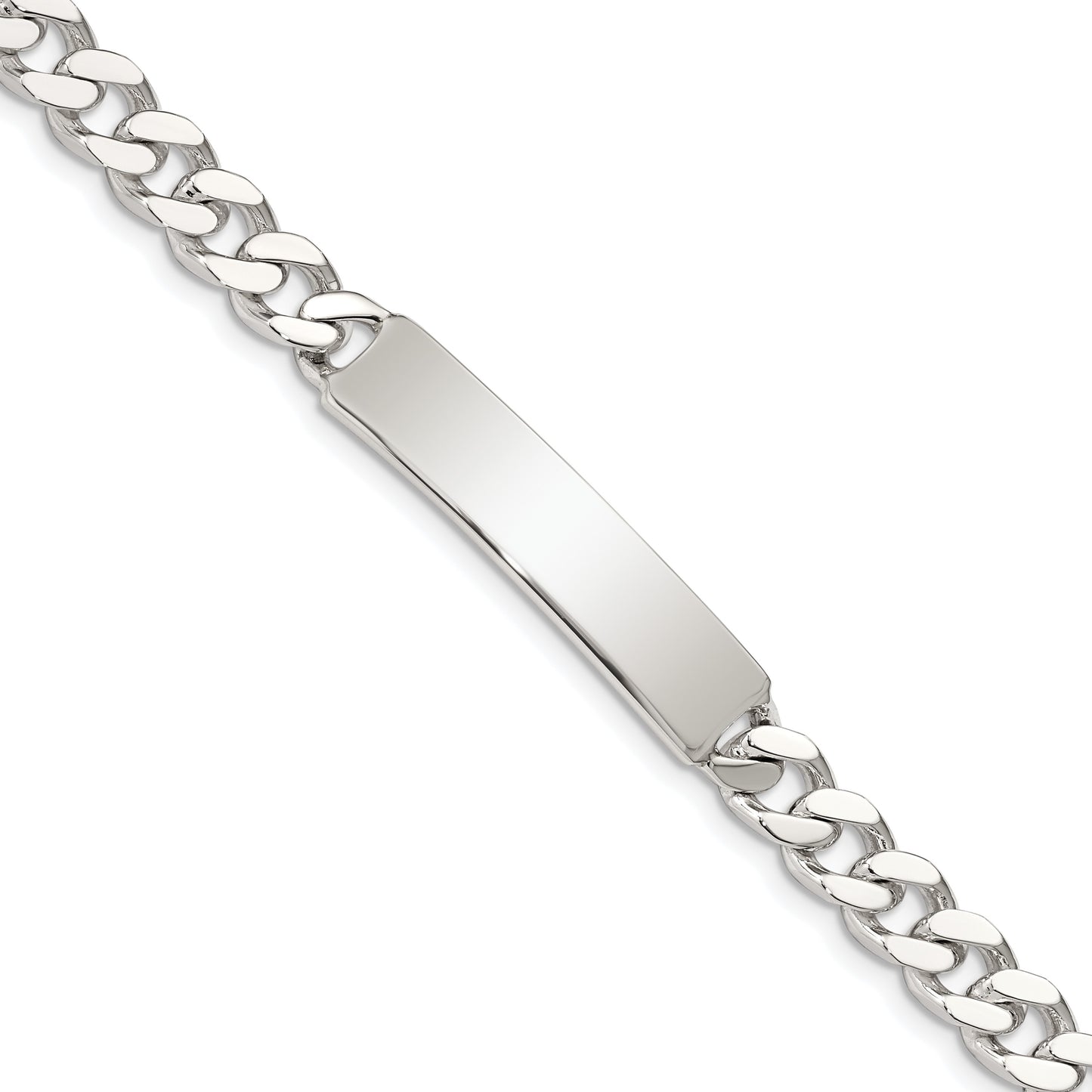 Sterling Silver 8inch Polished Engraveable Curb Link ID Bracelet