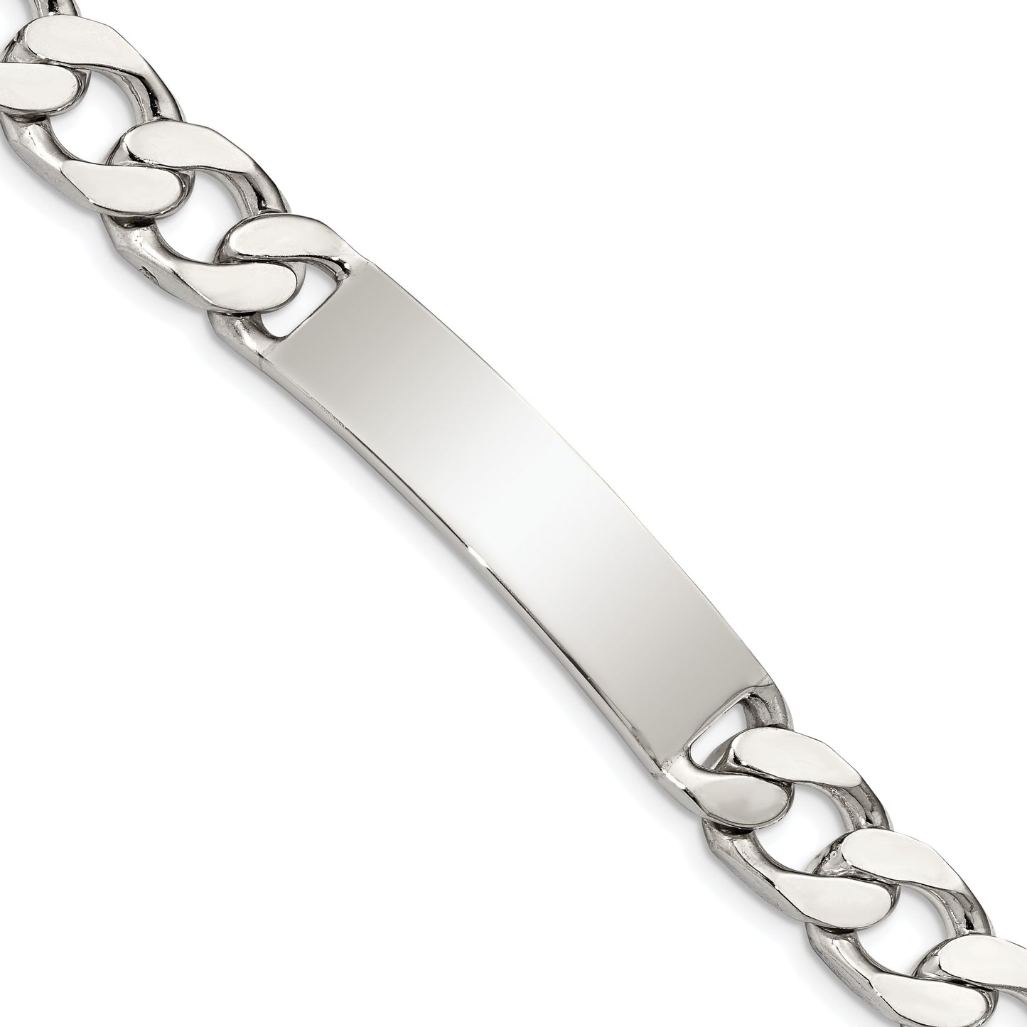 Sterling Silver 8.5inch Polished Engraveable Curb Link ID Bracelet