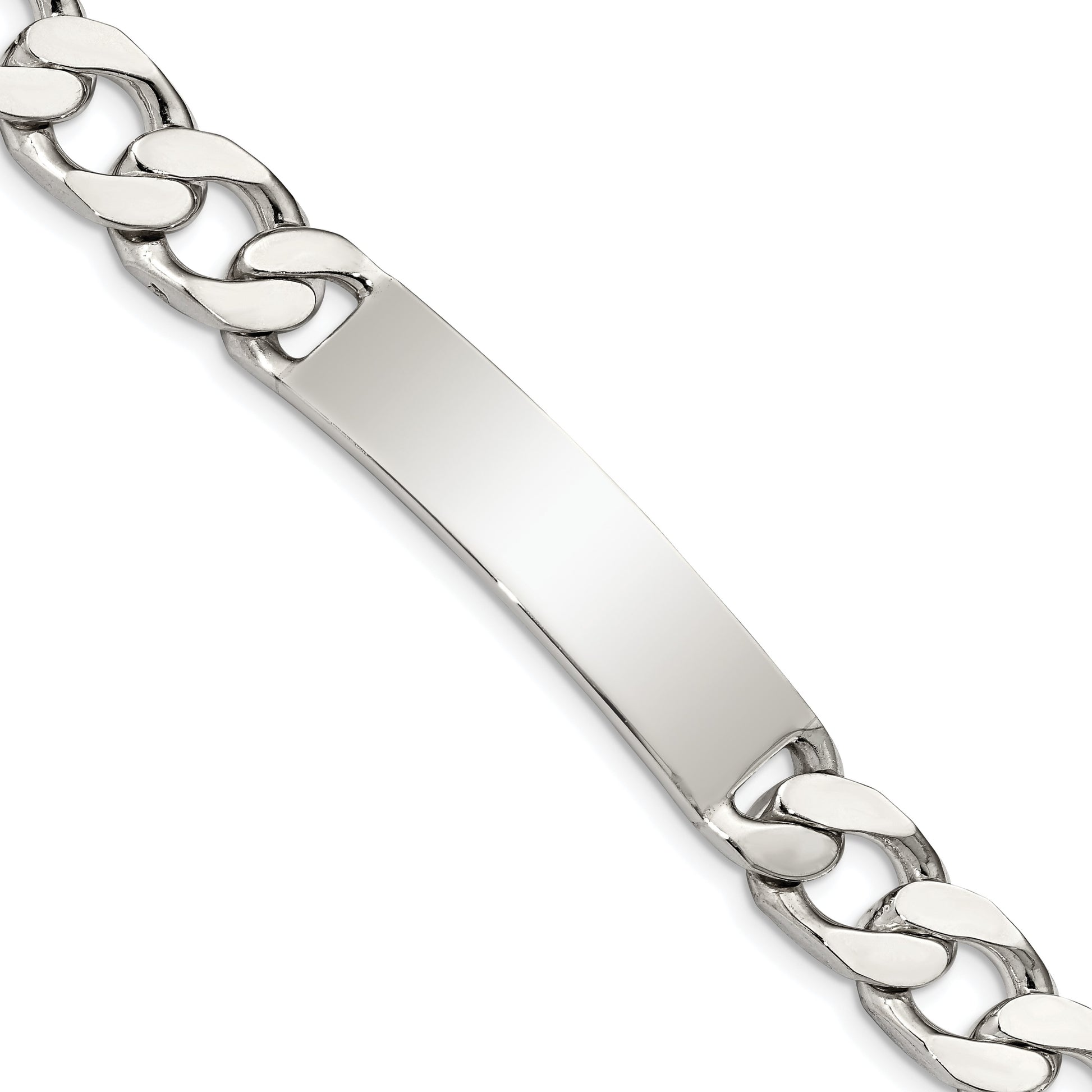 Sterling Silver 8.5inch Polished Engraveable Curb Link ID Bracelet
