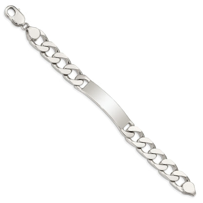 Sterling Silver Polished Engraveable Curb Link ID Bracelet