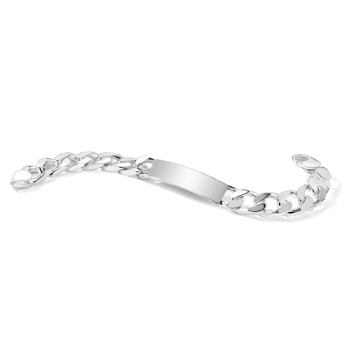 Sterling Silver 8.5inch Polished Engraveable Curb Link ID Bracelet