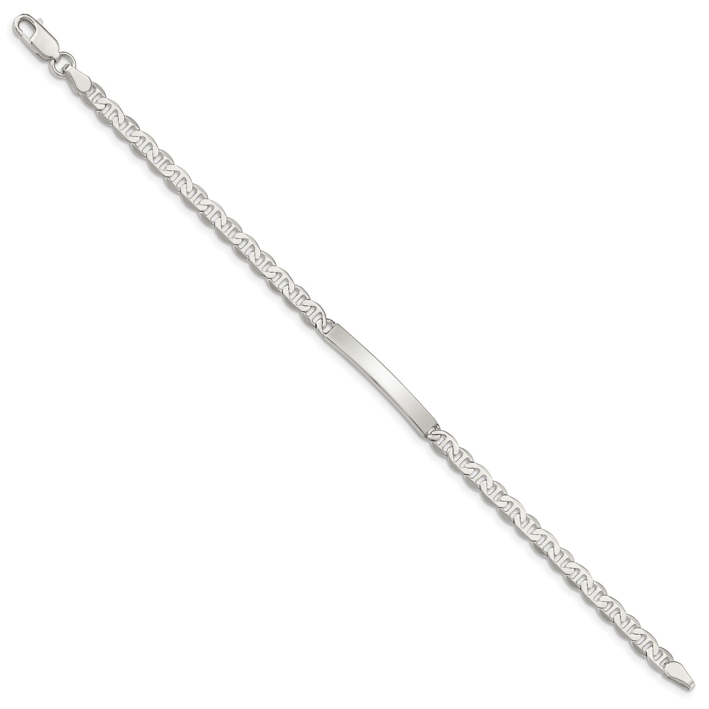 Sterling Silver 8inch Polished Engraveable Anchor Link ID Bracelet