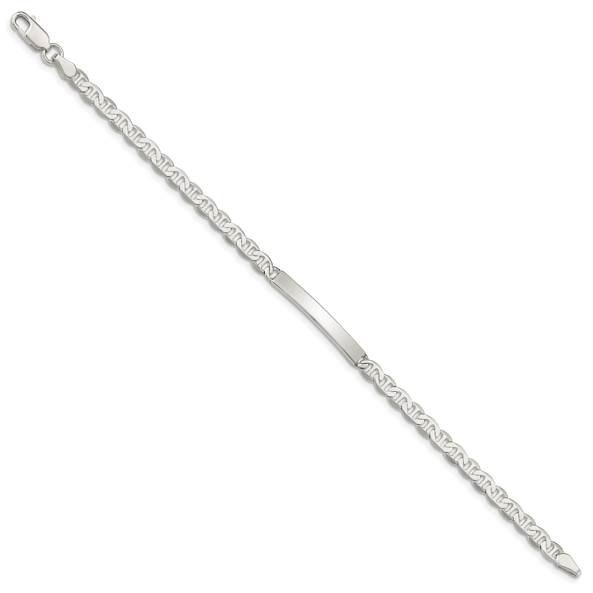Sterling Silver 8inch Polished Engraveable Anchor Link ID Bracelet