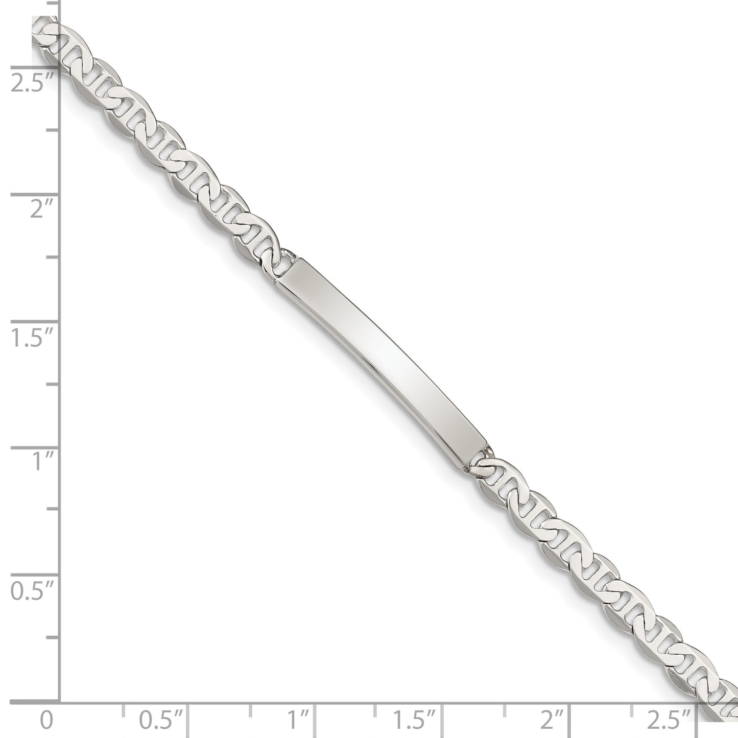 Sterling Silver 8inch Polished Engraveable Anchor Link ID Bracelet