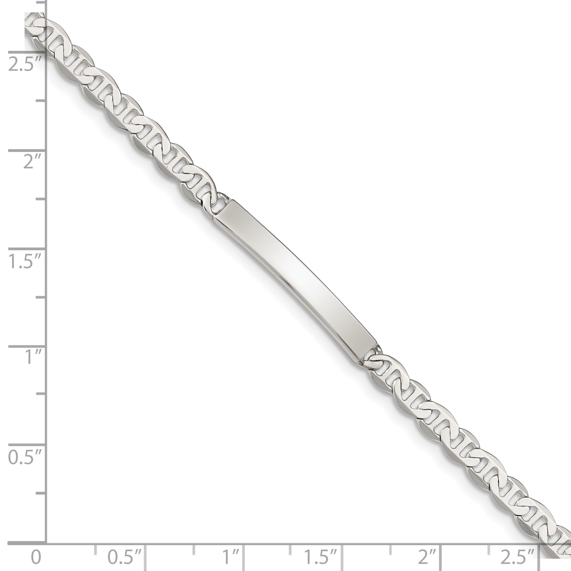 Sterling Silver 8inch Polished Engraveable Anchor Link ID Bracelet