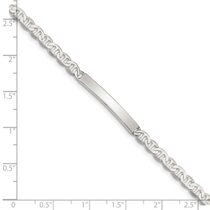 Sterling Silver 8inch Polished Engraveable Anchor Link ID Bracelet