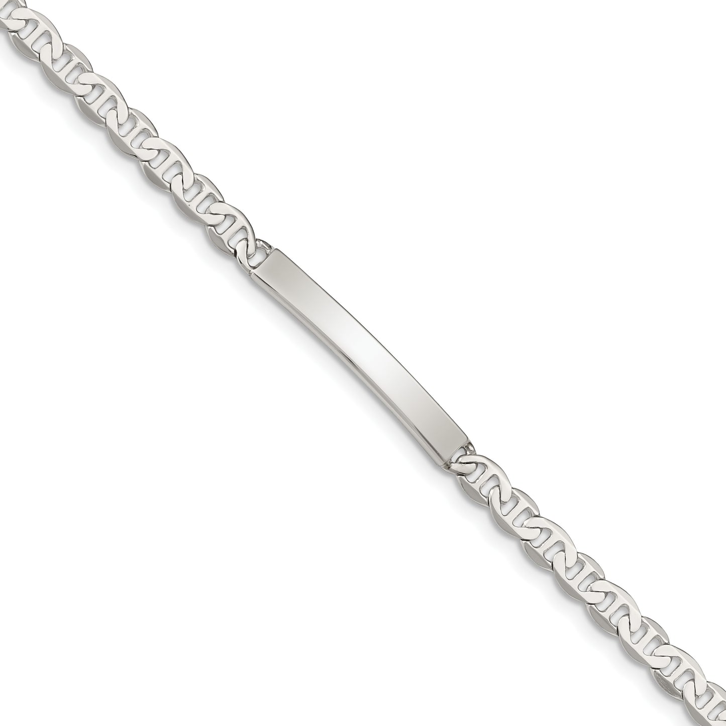 Sterling Silver 8inch Polished Engraveable Anchor Link ID Bracelet
