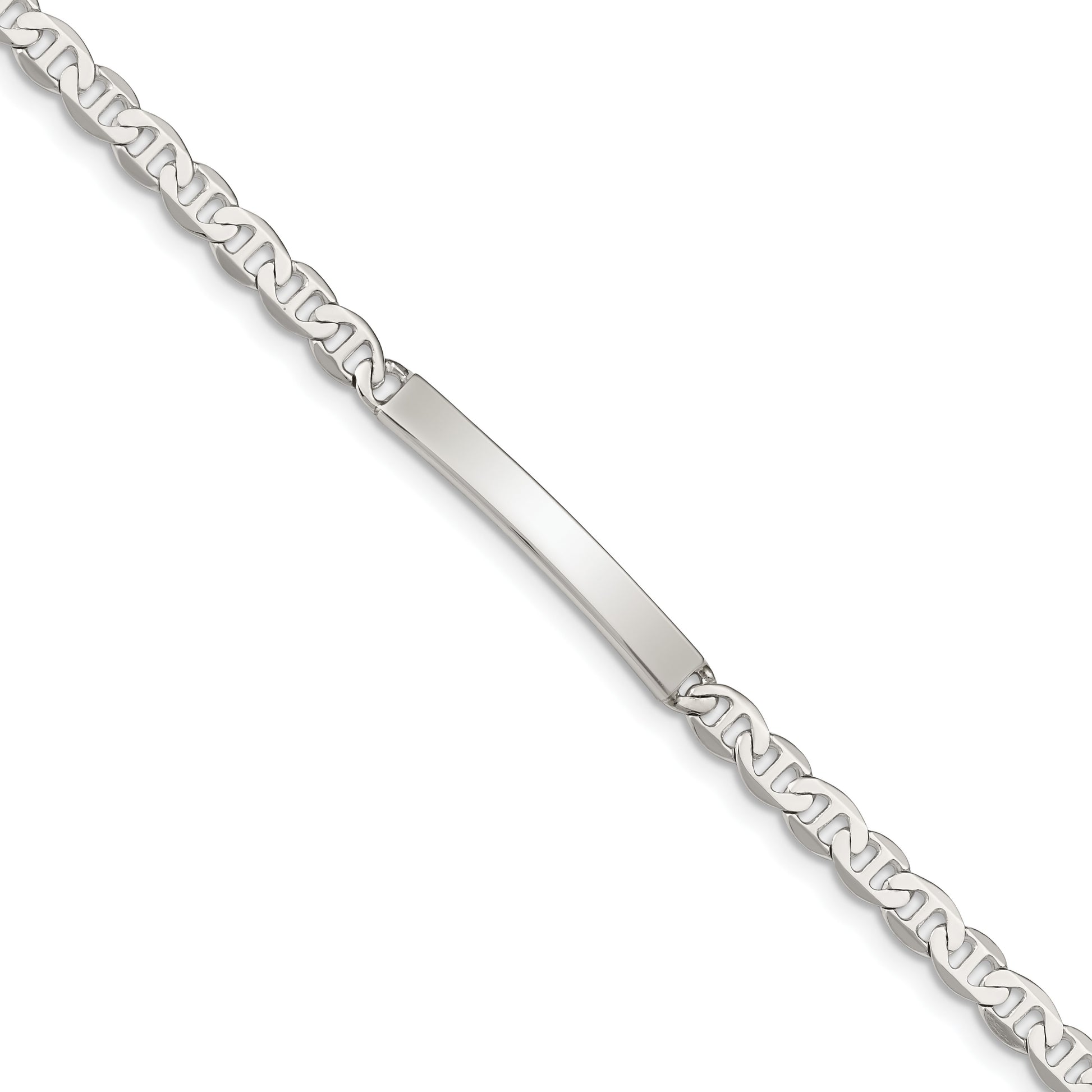 Sterling Silver 8inch Polished Engraveable Anchor Link ID Bracelet