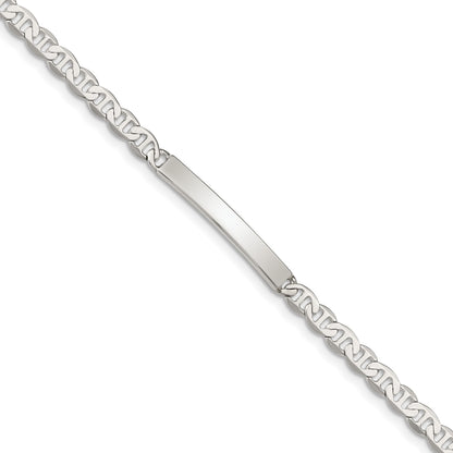 Sterling Silver 8inch Polished Engraveable Anchor Link ID Bracelet