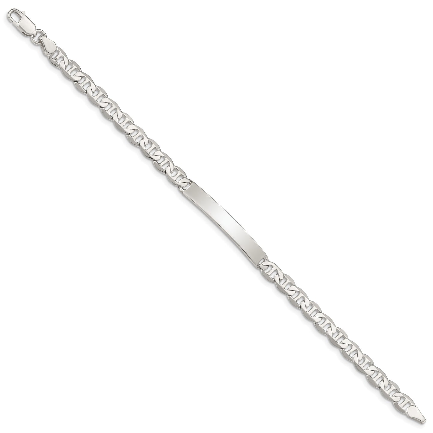 Sterling Silver 8inch Polished Engraveable Anchor Link ID Bracelet