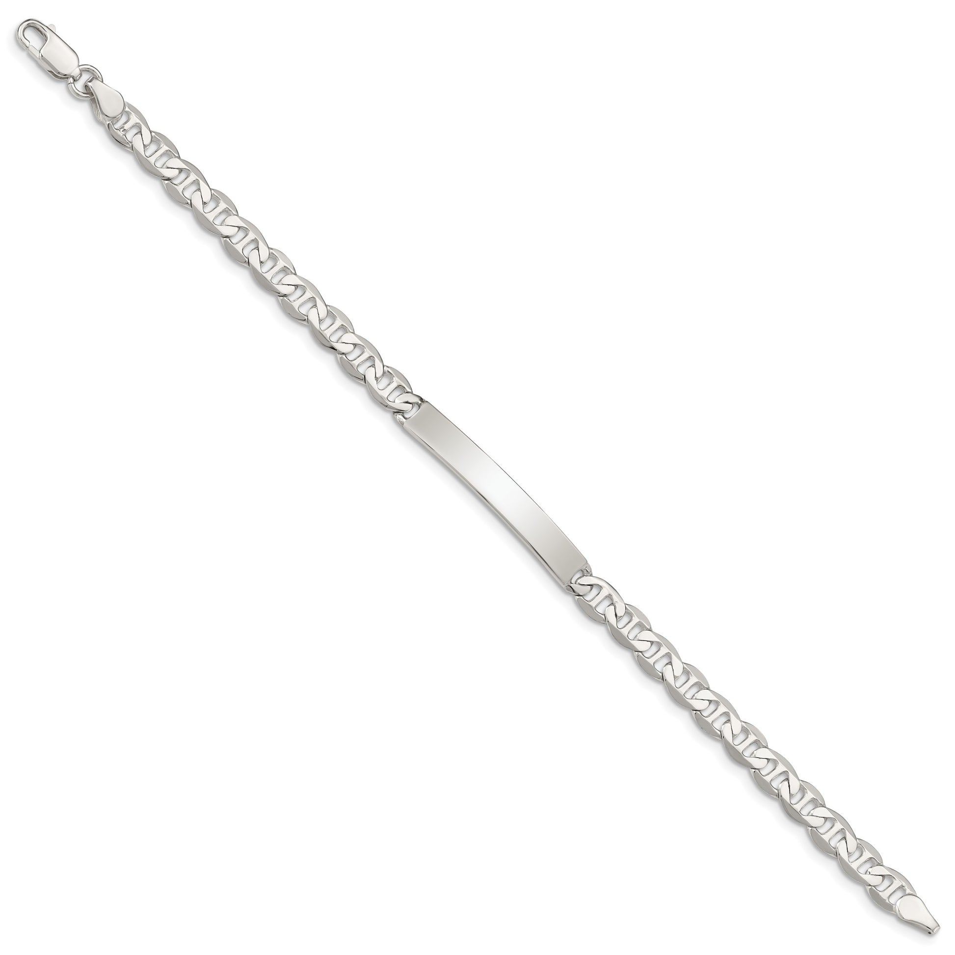 Sterling Silver 8inch Polished Engraveable Anchor Link ID Bracelet