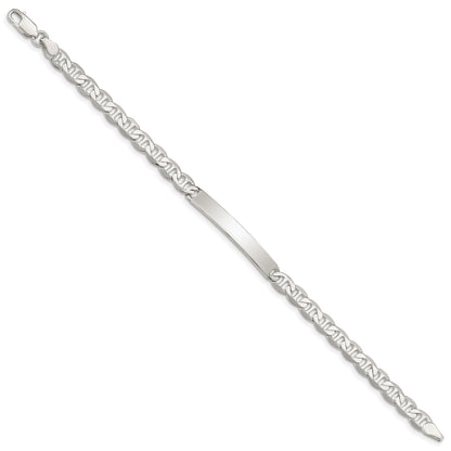 Sterling Silver 8inch Polished Engraveable Anchor Link ID Bracelet