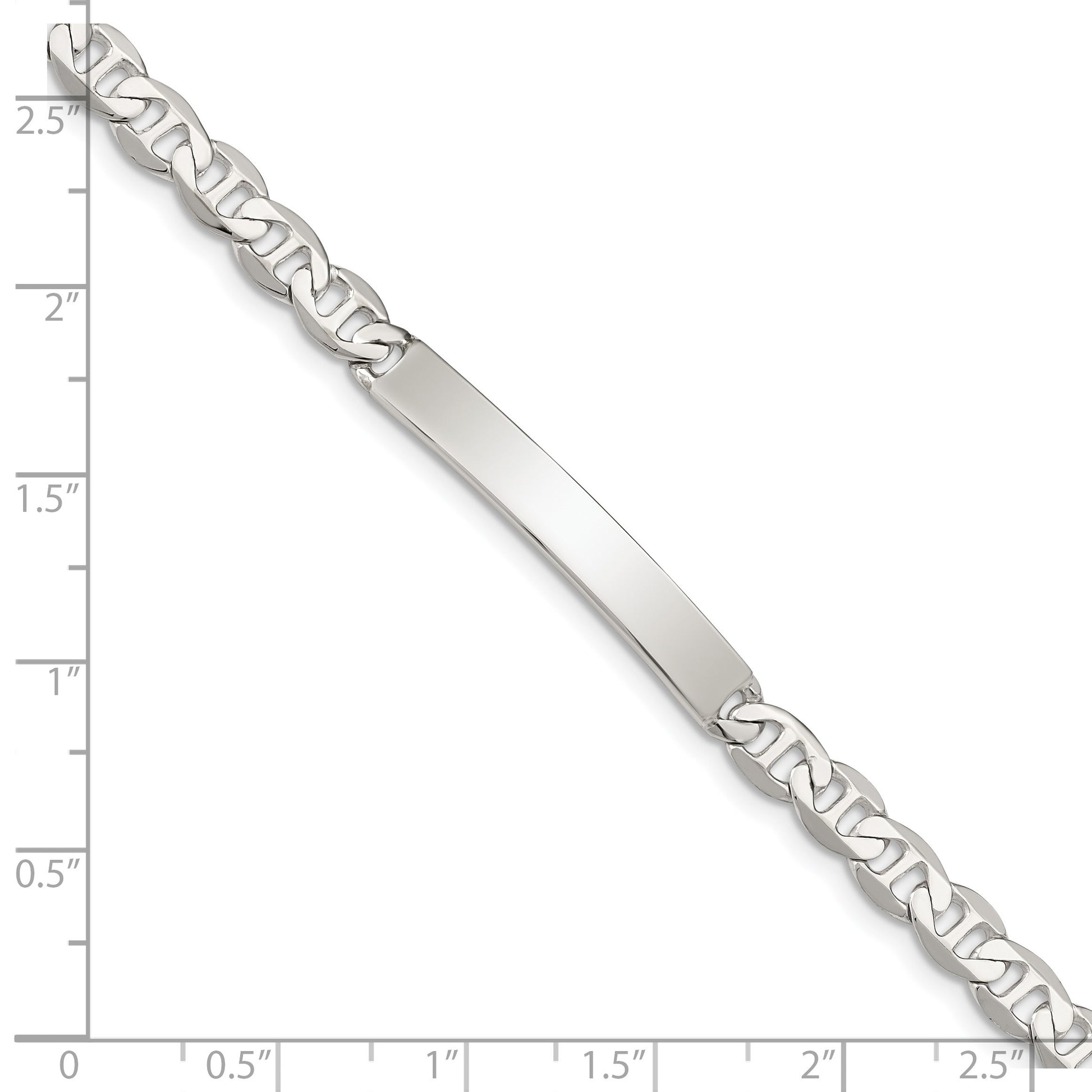 Sterling Silver Polished Engraveable Anchor Link ID Bracelet