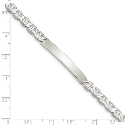 Sterling Silver Polished Engraveable Anchor Link ID Bracelet