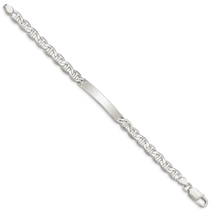 Sterling Silver Polished Engraveable Anchor Link ID Bracelet