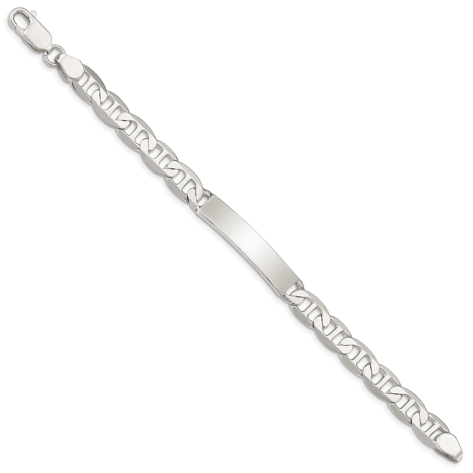 Sterling Silver 8inch Polished Engraveable Anchor Link ID Bracelet