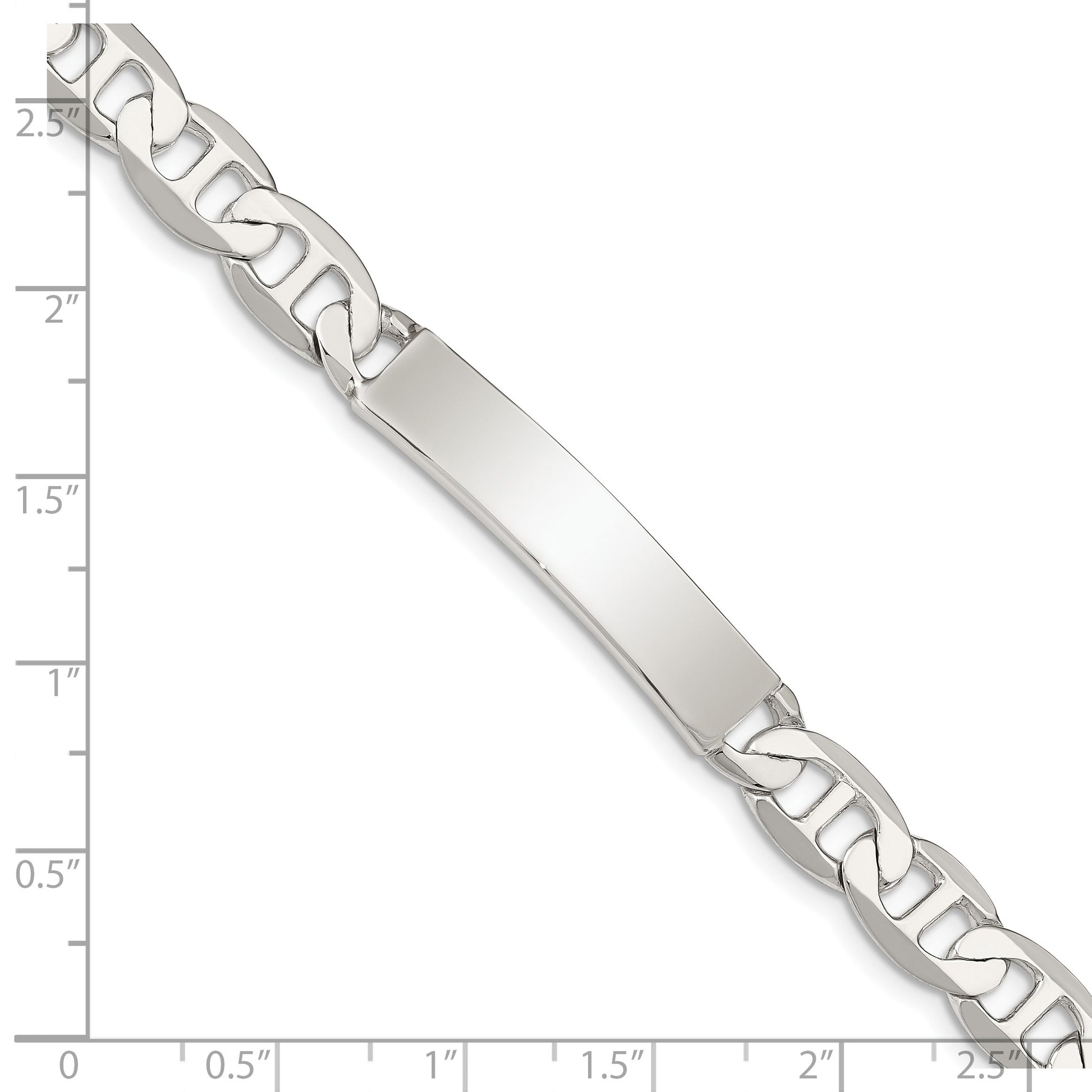 Sterling Silver 7inch Polished Engraveable Anchor Link ID Bracelet
