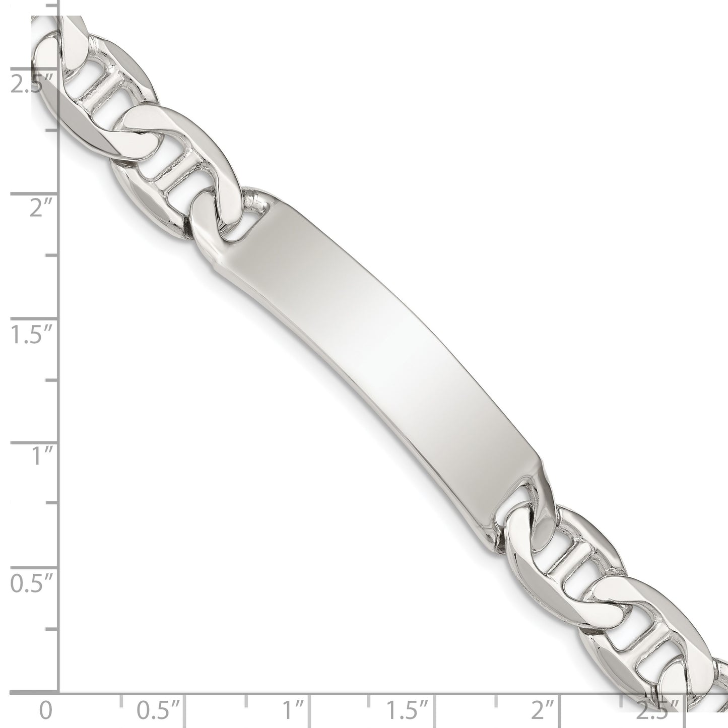 Sterling Silver 8.5inch Polished Engraveable Anchor Link ID Bracelet