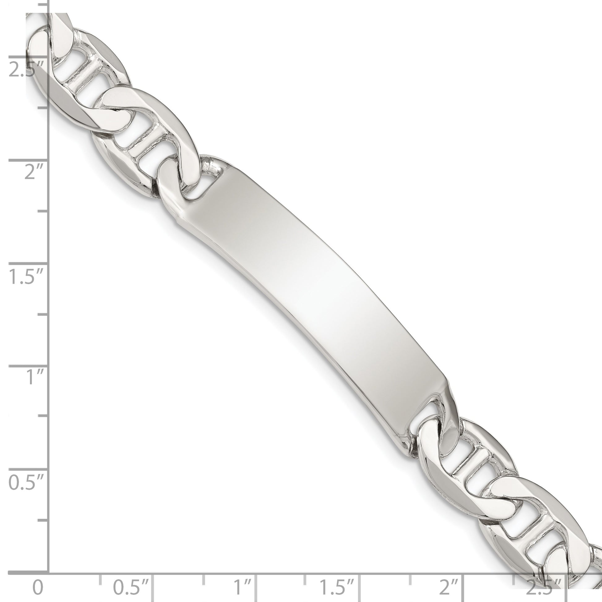 Sterling Silver 8.5inch Polished Engraveable Anchor Link ID Bracelet