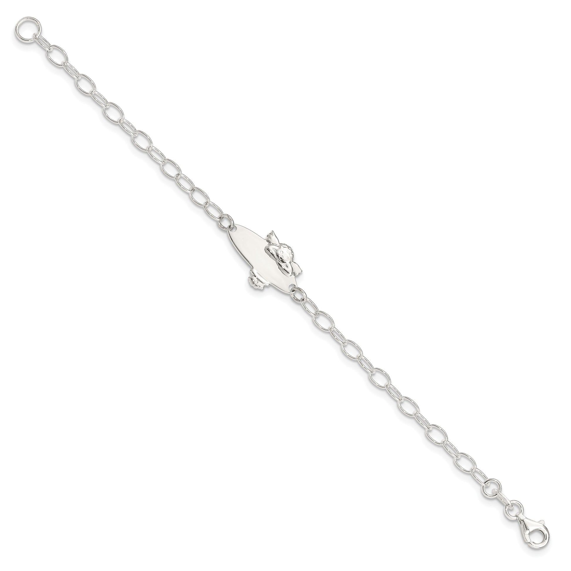 Sterling Silver Polished Angel Baby Engraveable ID Bracelet