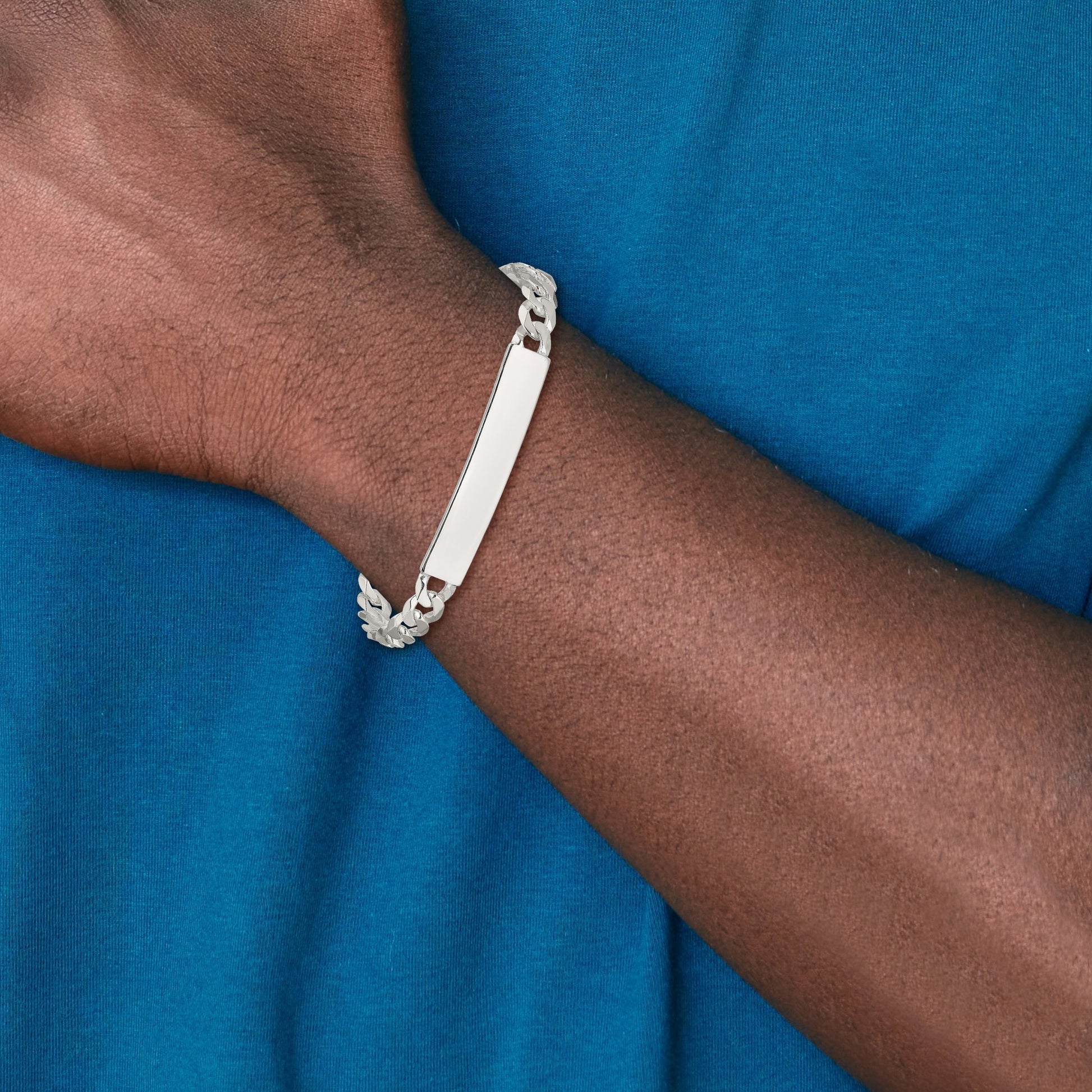 Sterling Silver Curb Link ID Bracelet
