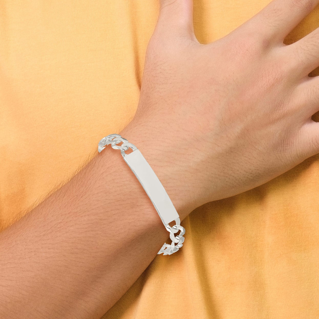 Sterling Silver Curb Link ID Bracelet