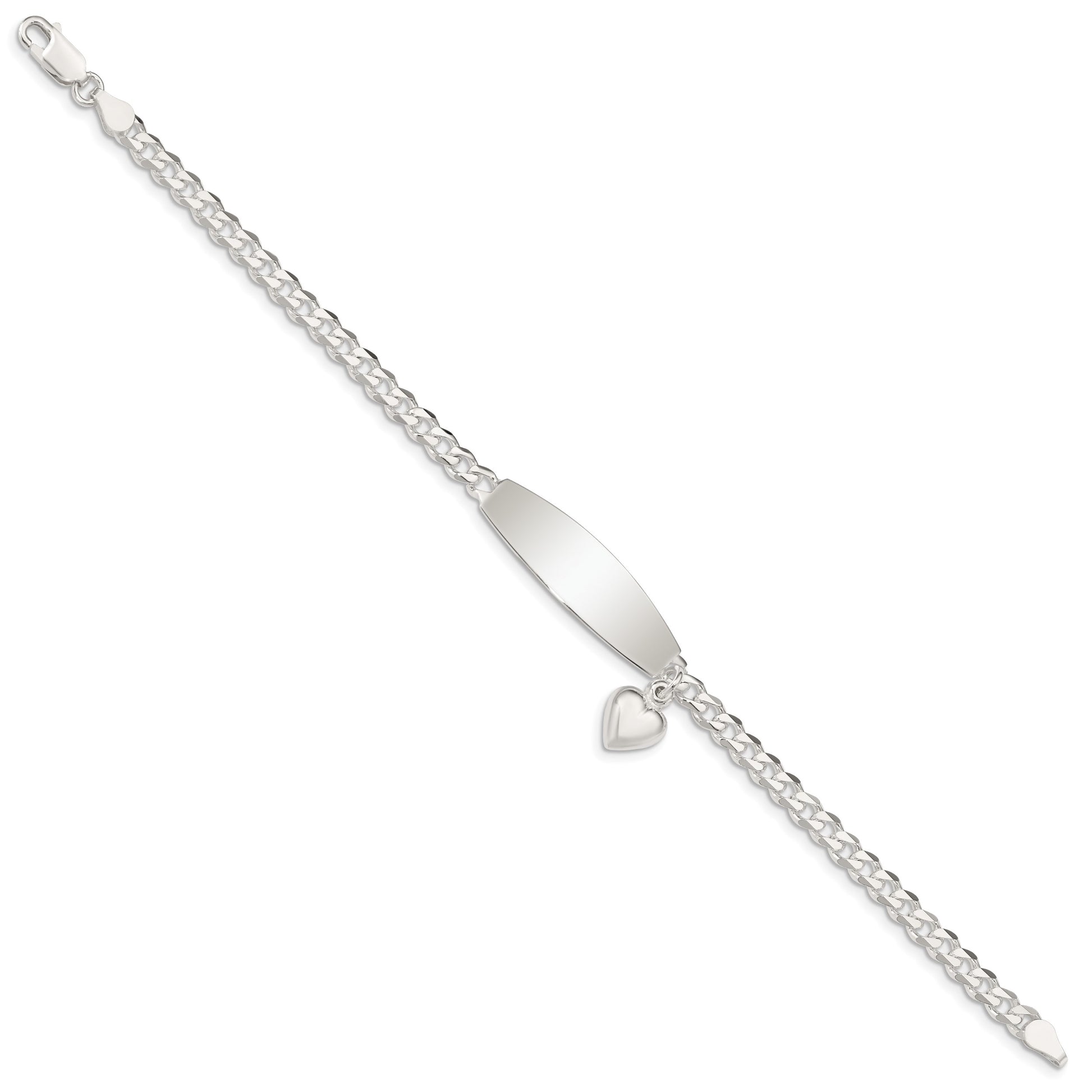 Sterling Silver w/Heart Charm ID Bracelet