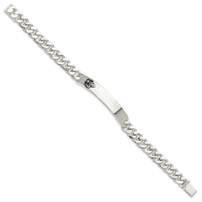 Sterling Silver Antiqued Fleur-de-lis ID Men's Bracelet