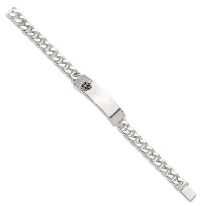 Sterling Silver Antiqued Fleur-de-lis ID Men's Bracelet