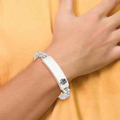 Sterling Silver Antiqued Fleur-de-lis ID Men's Bracelet