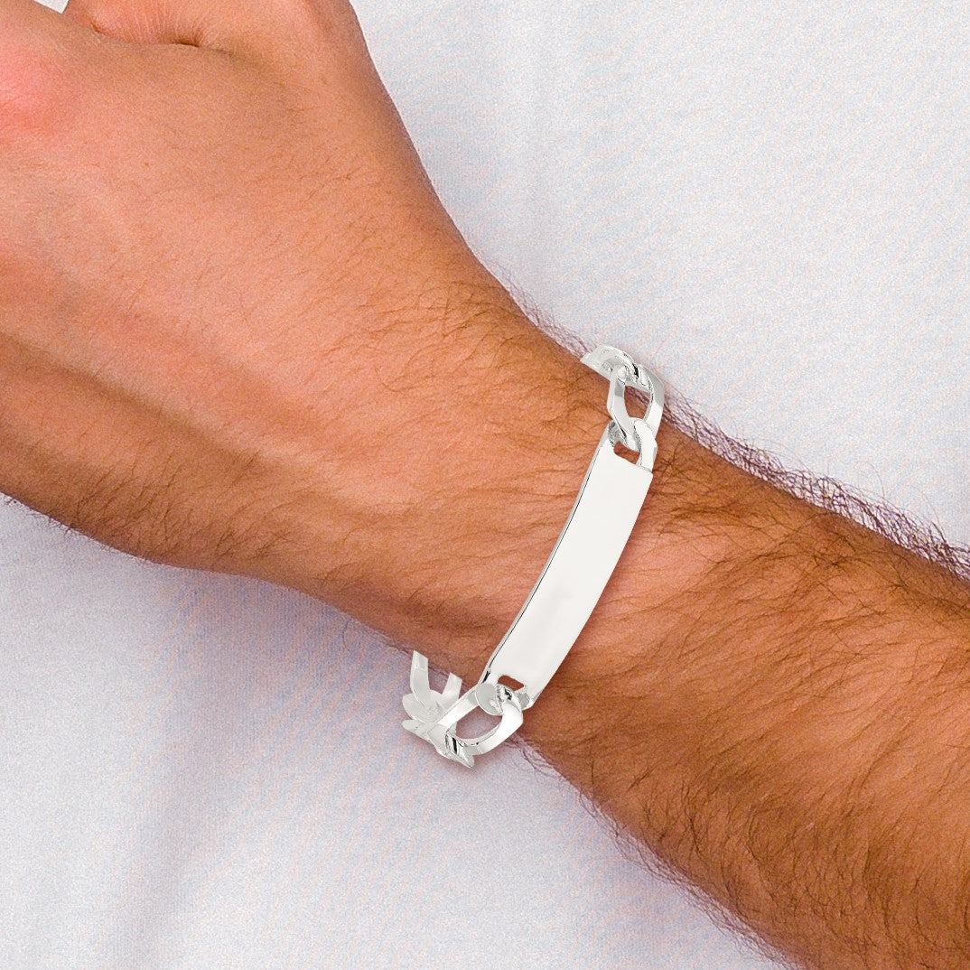 Sterling Silver 8.5in Figaro ID Bracelet