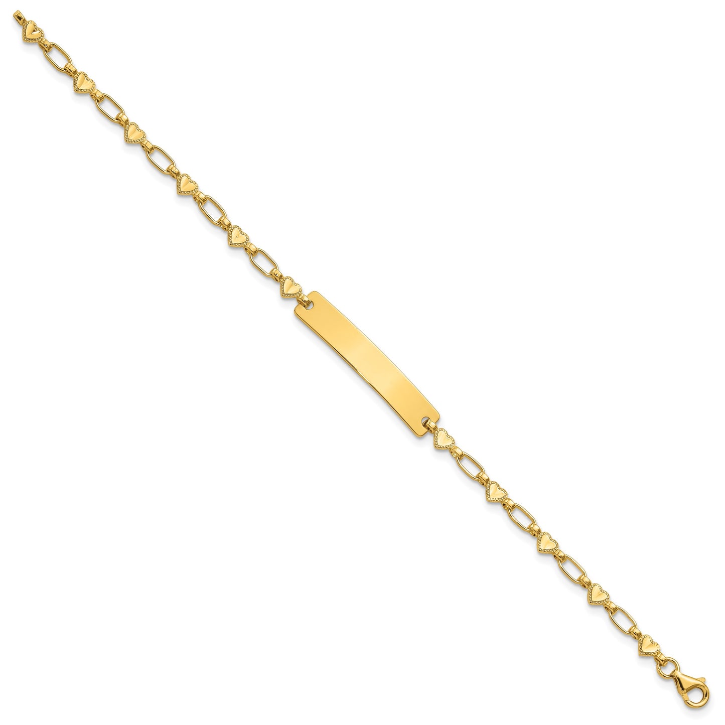 Sterling Silver Gold-tone 6.5 inch Hearts Children's ID Bracelet